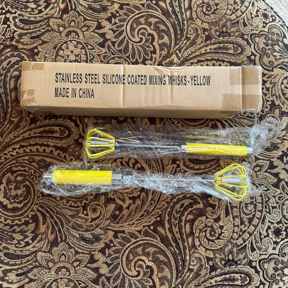 QVC Yellow Stainless Steel Silicone Coated Whisks